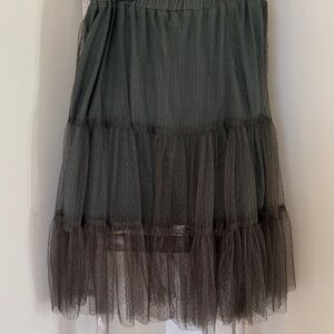 Joyfolie Olive Green Layered Tulle Skirt